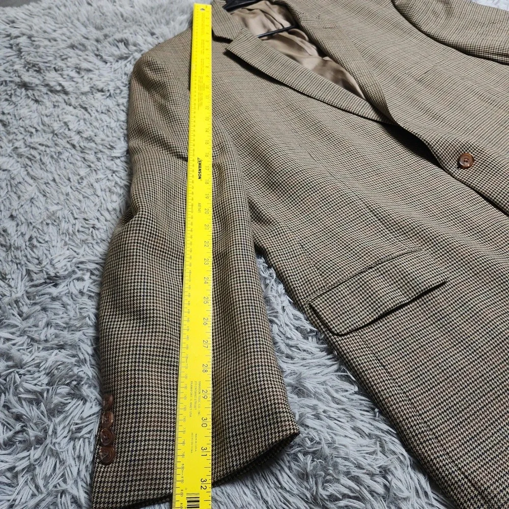 Lauren Ralph Lauren Blazer Mens 54R Brown Houndstooth 100% Wool Sport Coat Suit